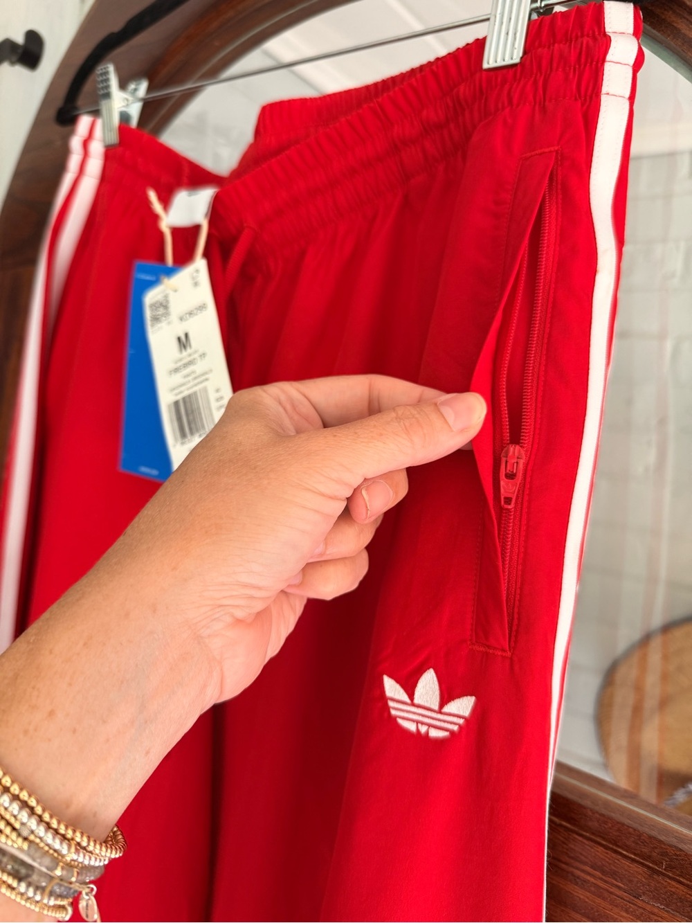 adidas Wide-Leg Track Pants in Red - Picture 4 of 5